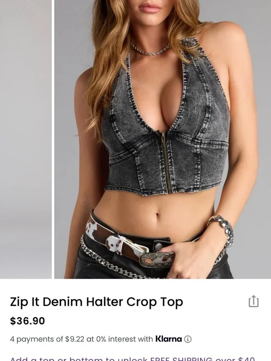 Windsor Denim Halter Top & Mini Skort Set - Picture 4 of 5